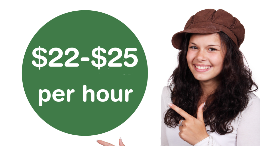 showing payrate of 22-25 dollars